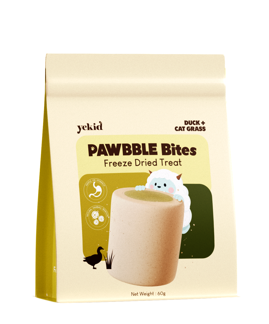 Yekid Functional Pawbble Bites – Duck & Cat Grass (60g)