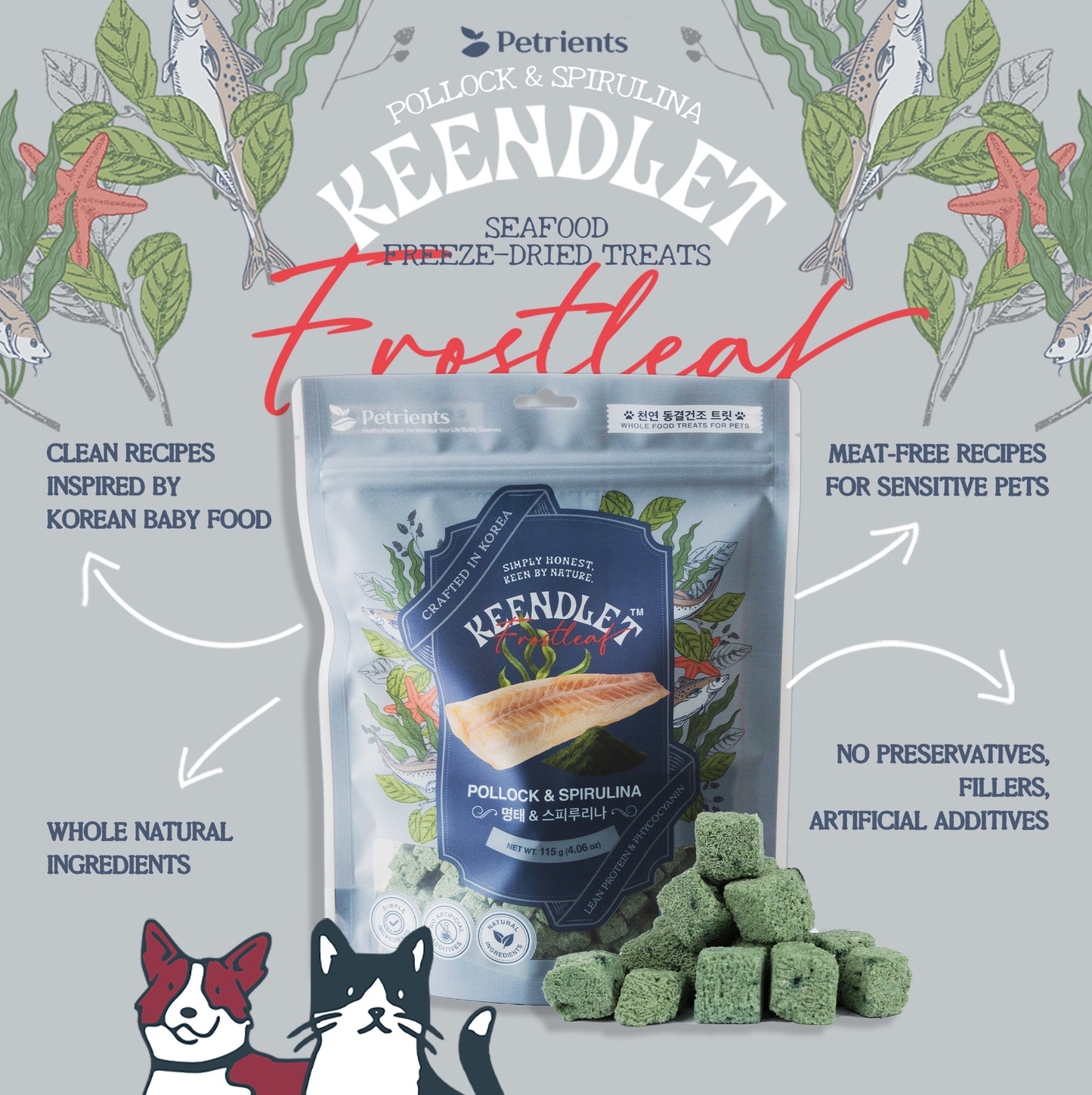 Petrients Keendlet Frostleaf Pollock & Spirulina