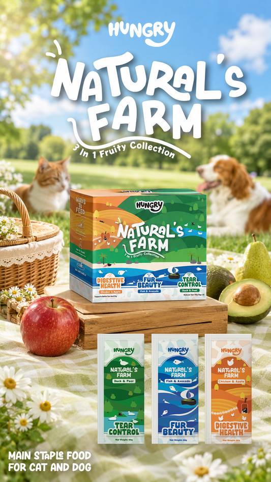 Hungry Natural’s Farm 3-in-1 Fruity Functional Main Staple Food for Dogs & Cats (50g x 18)