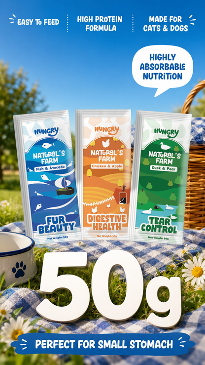 Hungry Natural’s Farm 3-in-1 Fruity Functional Main Staple Food for Dogs & Cats (50g x 18)