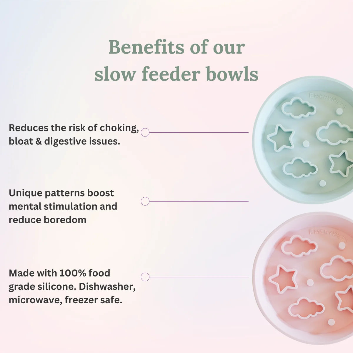 EmeryPets Star + Cloud Slow Feeder Bowl