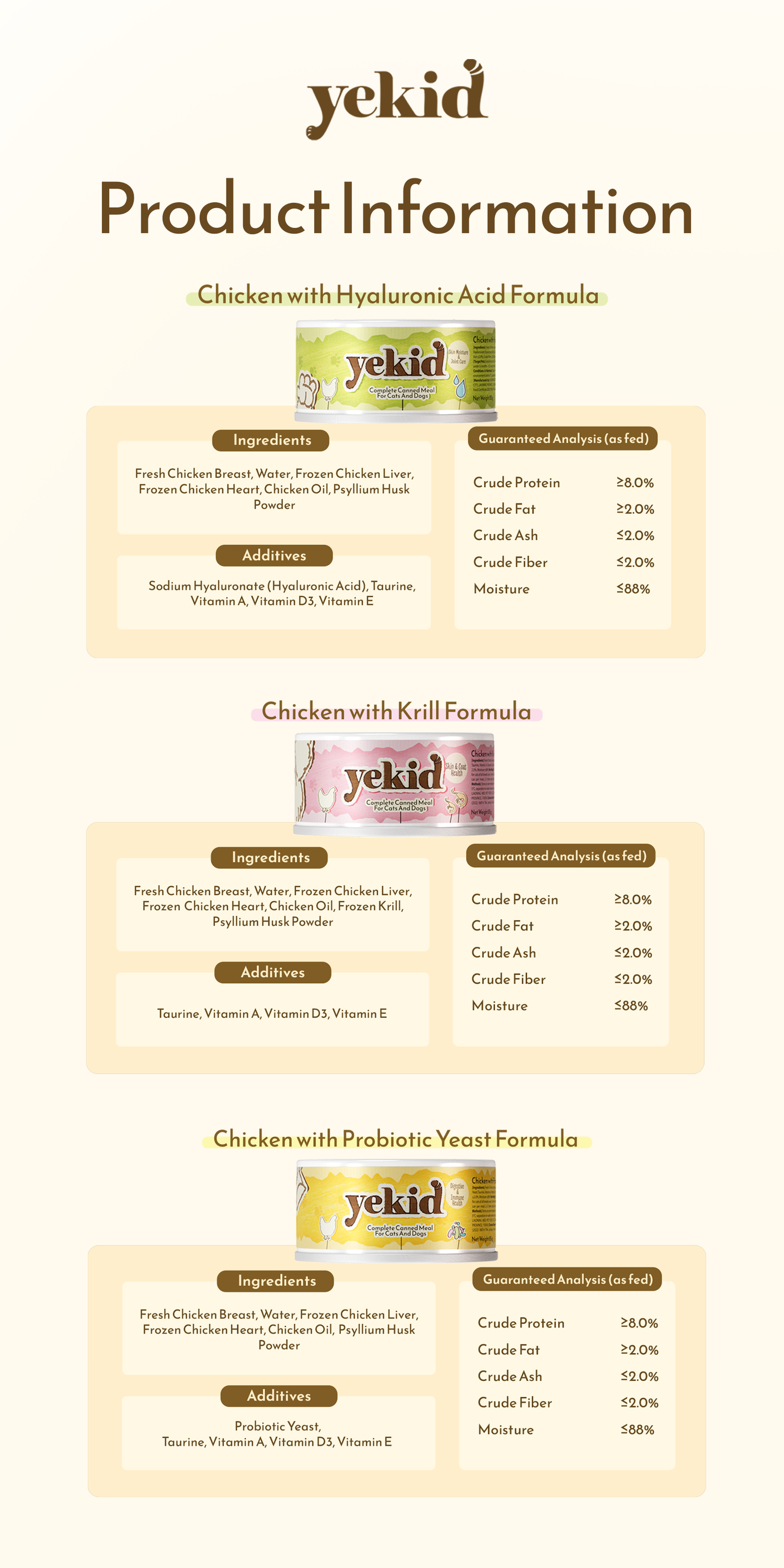 YEKID Functional Complete Canned Meal Variety Box for Dogs and Cats (6 × 85g)