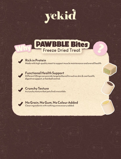 Yekid Functional Pawbble Bites – Duck & Cat Grass (60g)
